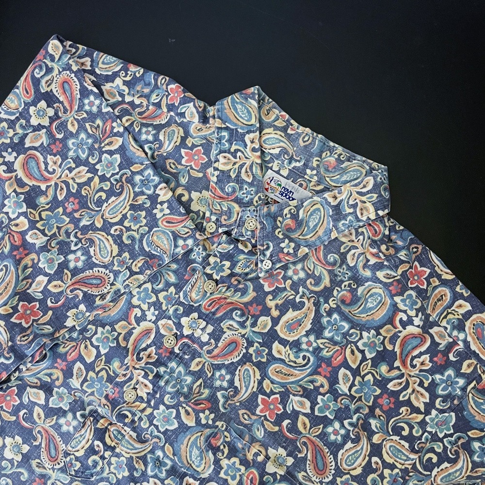 Vintage Reyn Spooner Shirt Mens XL Paisley 1/4 Button Tropical Aloha Hawaiian
